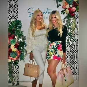 Floral High-Waist Women’s Shorts - Multicolor with Tie